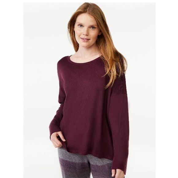 Women’s Hacci Knit Ultra Soft Comfy Sleep Lounge Pajama Long Sleeve Shirt Size L - Picture 3 of 6